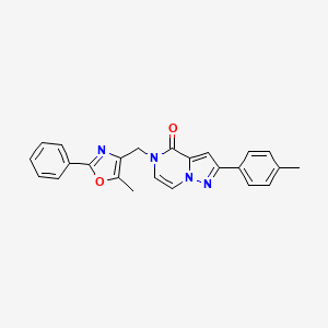 molecular formula C24H20N4O2 B6565672 5-[(5-methyl-2-phenyl-1,3-oxazol-4-yl)methyl]-2-(4-methylphenyl)-4H,5H-pyrazolo[1,5-a]pyrazin-4-one CAS No. 1021224-26-9