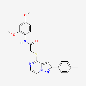 molecular formula C23H22N4O3S B6565793 N-(2,4-dimethoxyphenyl)-2-{[2-(4-methylphenyl)pyrazolo[1,5-a]pyrazin-4-yl]sulfanyl}acetamide CAS No. 1021257-39-5