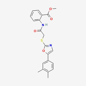 molecular formula C21H20N2O4S B6566223 methyl 2-(2-{[5-(3,4-dimethylphenyl)-1,3-oxazol-2-yl]sulfanyl}acetamido)benzoate CAS No. 1021228-78-3