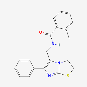 molecular formula C20H19N3OS B6567405 Benzamide, N-[(2,3-dihydro-6-phenylimidazo[2,1-b]thiazol-5-yl)methyl]-2-methyl- CAS No. 946300-75-0