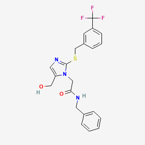 molecular formula C21H20F3N3O2S B6569353 N-benzyl-2-[5-(hydroxymethyl)-2-({[3-(trifluoromethyl)phenyl]methyl}sulfanyl)-1H-imidazol-1-yl]acetamide CAS No. 921503-93-7