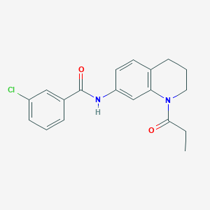molecular formula C19H19ClN2O2 B6570112 3-chloro-N-(1-propanoyl-1,2,3,4-tetrahydroquinolin-7-yl)benzamide CAS No. 946369-13-7