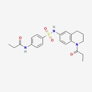 molecular formula C21H25N3O4S B6570442 N-{4-[(1-propanoyl-1,2,3,4-tetrahydroquinolin-6-yl)sulfamoyl]phenyl}propanamide CAS No. 946381-46-0