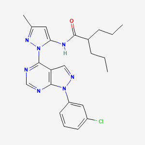 molecular formula C23H26ClN7O B6570522 N-{1-[1-(3-chlorophenyl)-1H-pyrazolo[3,4-d]pyrimidin-4-yl]-3-methyl-1H-pyrazol-5-yl}-2-propylpentanamide CAS No. 1006002-77-2