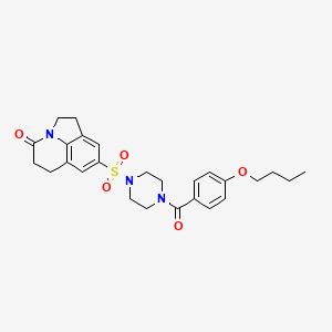 molecular formula C26H31N3O5S B6570613 6-{[4-(4-butoxybenzoyl)piperazin-1-yl]sulfonyl}-1-azatricyclo[6.3.1.0^{4,12}]dodeca-4(12),5,7-trien-11-one CAS No. 946310-96-9