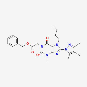 molecular formula C25H30N6O4 B6570915 benzyl 2-[7-butyl-3-methyl-2,6-dioxo-8-(3,4,5-trimethyl-1H-pyrazol-1-yl)-2,3,6,7-tetrahydro-1H-purin-1-yl]acetate CAS No. 1171703-97-1