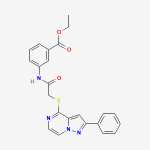 molecular formula C23H20N4O3S B6572334 ethyl 3-[2-({2-phenylpyrazolo[1,5-a]pyrazin-4-yl}sulfanyl)acetamido]benzoate CAS No. 1021229-28-6