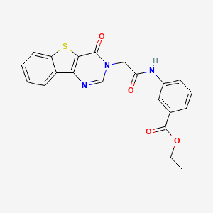 molecular formula C21H17N3O4S B6572342 ethyl 3-(2-{6-oxo-8-thia-3,5-diazatricyclo[7.4.0.0^{2,7}]trideca-1(13),2(7),3,9,11-pentaen-5-yl}acetamido)benzoate CAS No. 1021230-96-5