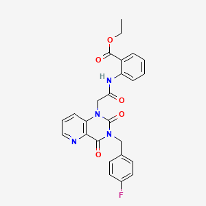 molecular formula C25H21FN4O5 B6572393 ethyl 2-(2-{3-[(4-fluorophenyl)methyl]-2,4-dioxo-1H,2H,3H,4H-pyrido[3,2-d]pyrimidin-1-yl}acetamido)benzoate CAS No. 921800-20-6