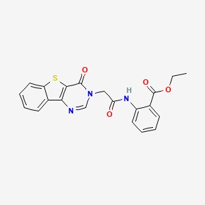 molecular formula C21H17N3O4S B6572395 ethyl 2-(2-{6-oxo-8-thia-3,5-diazatricyclo[7.4.0.0^{2,7}]trideca-1(13),2(7),3,9,11-pentaen-5-yl}acetamido)benzoate CAS No. 1021230-89-6