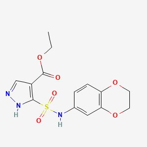 molecular formula C14H15N3O6S B6572422 ethyl 5-(2,3-dihydro-1,4-benzodioxin-6-ylsulfamoyl)-1H-pyrazole-4-carboxylate CAS No. 1106908-56-8