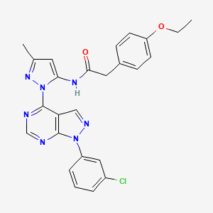 molecular formula C25H22ClN7O2 B6572637 N-{1-[1-(3-chlorophenyl)-1H-pyrazolo[3,4-d]pyrimidin-4-yl]-3-methyl-1H-pyrazol-5-yl}-2-(4-ethoxyphenyl)acetamide CAS No. 1006306-26-8