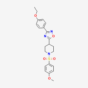 molecular formula C22H25N3O5S B6572940 4-[3-(4-ethoxyphenyl)-1,2,4-oxadiazol-5-yl]-1-(4-methoxybenzenesulfonyl)piperidine CAS No. 1021259-93-7