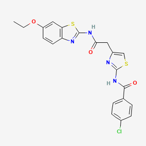 4-chloro-N-(4-{[(6-ethoxy-1,3-benzothiazol-2-yl)carbamoyl]methyl}-1,3-thiazol-2-yl)benzamide