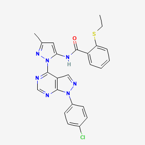 molecular formula C24H20ClN7OS B6573831 N-{1-[1-(4-chlorophenyl)-1H-pyrazolo[3,4-d]pyrimidin-4-yl]-3-methyl-1H-pyrazol-5-yl}-2-(ethylsulfanyl)benzamide CAS No. 1006305-14-1