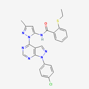 N-{1-[1-(4-chlorophenyl)-1H-pyrazolo[3,4-d]pyrimidin-4-yl]-3-methyl-1H-pyrazol-5-yl}-2-(ethylsulfanyl)benzamide