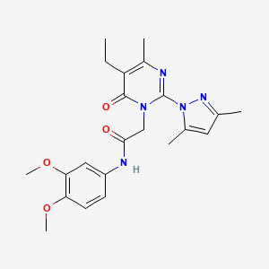 molecular formula C22H27N5O4 B6573874 N-(3,4-dimethoxyphenyl)-2-[2-(3,5-dimethyl-1H-pyrazol-1-yl)-5-ethyl-4-methyl-6-oxo-1,6-dihydropyrimidin-1-yl]acetamide CAS No. 1019107-07-3