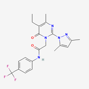B6573890 2-[2-(3,5-dimethyl-1H-pyrazol-1-yl)-5-ethyl-4-methyl-6-oxo-1,6-dihydropyrimidin-1-yl]-N-[4-(trifluoromethyl)phenyl]acetamide CAS No. 1019107-11-9
