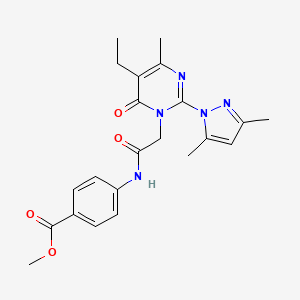 B6573898 methyl 4-{2-[2-(3,5-dimethyl-1H-pyrazol-1-yl)-5-ethyl-4-methyl-6-oxo-1,6-dihydropyrimidin-1-yl]acetamido}benzoate CAS No. 1019107-15-3