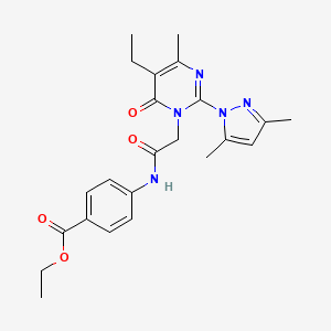 ethyl 4-{2-[2-(3,5-dimethyl-1H-pyrazol-1-yl)-5-ethyl-4-methyl-6-oxo-1,6-dihydropyrimidin-1-yl]acetamido}benzoate