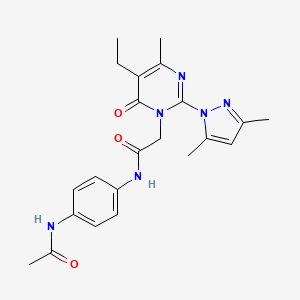 B6573903 2-[2-(3,5-dimethyl-1H-pyrazol-1-yl)-5-ethyl-4-methyl-6-oxo-1,6-dihydropyrimidin-1-yl]-N-(4-acetamidophenyl)acetamide CAS No. 1019107-18-6
