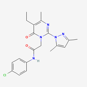 molecular formula C20H22ClN5O2 B6573913 N-(4-chlorophenyl)-2-[2-(3,5-dimethyl-1H-pyrazol-1-yl)-5-ethyl-4-methyl-6-oxo-1,6-dihydropyrimidin-1-yl]acetamide CAS No. 1019099-25-2