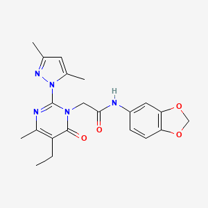 N-(2H-1,3-benzodioxol-5-yl)-2-[2-(3,5-dimethyl-1H-pyrazol-1-yl)-5-ethyl-4-methyl-6-oxo-1,6-dihydropyrimidin-1-yl]acetamide