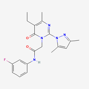 2-[2-(3,5-dimethyl-1H-pyrazol-1-yl)-5-ethyl-4-methyl-6-oxo-1,6-dihydropyrimidin-1-yl]-N-(3-fluorophenyl)acetamide