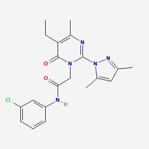 B6573939 N-(3-chlorophenyl)-2-[2-(3,5-dimethyl-1H-pyrazol-1-yl)-5-ethyl-4-methyl-6-oxo-1,6-dihydropyrimidin-1-yl]acetamide CAS No. 1019099-23-0