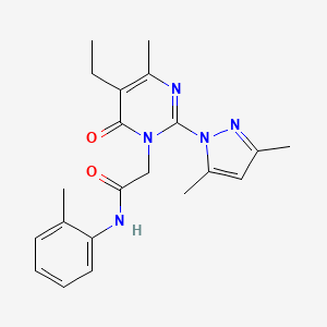 B6573951 2-[2-(3,5-dimethyl-1H-pyrazol-1-yl)-5-ethyl-4-methyl-6-oxo-1,6-dihydropyrimidin-1-yl]-N-(2-methylphenyl)acetamide CAS No. 1019106-90-1