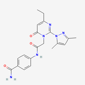 4-{2-[2-(3,5-dimethyl-1H-pyrazol-1-yl)-4-ethyl-6-oxo-1,6-dihydropyrimidin-1-yl]acetamido}benzamide