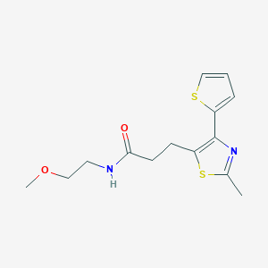 molecular formula C14H18N2O2S2 B6574272 N-(2-methoxyethyl)-3-(2-methyl-4-(thiophen-2-yl)thiazol-5-yl)propanamide CAS No. 1049030-52-5