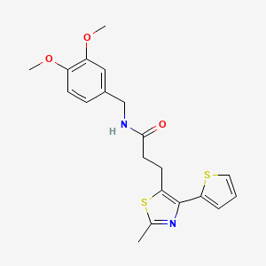 molecular formula C20H22N2O3S2 B6574279 N-(3,4-dimethoxybenzyl)-3-(2-methyl-4-(thiophen-2-yl)thiazol-5-yl)propanamide CAS No. 1017662-47-3