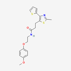 molecular formula C20H22N2O3S2 B6574346 N-(2-(4-methoxyphenoxy)ethyl)-3-(2-methyl-4-(thiophen-2-yl)thiazol-5-yl)propanamide CAS No. 1017662-80-4