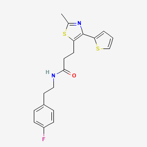 molecular formula C19H19FN2OS2 B6574384 N-(4-fluorophenethyl)-3-(2-methyl-4-(thiophen-2-yl)thiazol-5-yl)propanamide CAS No. 1017663-10-3