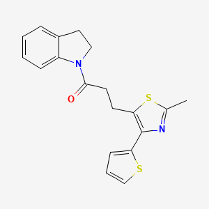 molecular formula C19H18N2OS2 B6574411 1-(Indolin-1-yl)-3-(2-methyl-4-(thiophen-2-yl)thiazol-5-yl)propan-1-one CAS No. 1049132-49-1