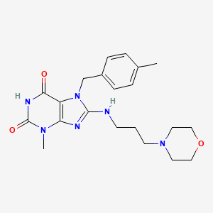 molecular formula C21H28N6O3 B6575019 3-methyl-7-[(4-methylphenyl)methyl]-8-{[3-(morpholin-4-yl)propyl]amino}-2,3,6,7-tetrahydro-1H-purine-2,6-dione CAS No. 1105244-87-8