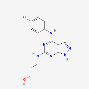molecular formula C15H18N6O2 B6575401 3-((4-((4-methoxyphenyl)amino)-1H-pyrazolo[3,4-d]pyrimidin-6-yl)amino)propan-1-ol CAS No. 1105252-76-3
