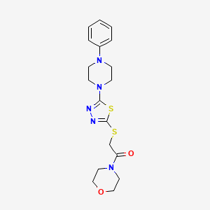 molecular formula C18H23N5O2S2 B6575599 Ethanone, 1-(4-morpholinyl)-2-[[5-(4-phenyl-1-piperazinyl)-1,3,4-thiadiazol-2-yl]thio]- CAS No. 1105198-53-5