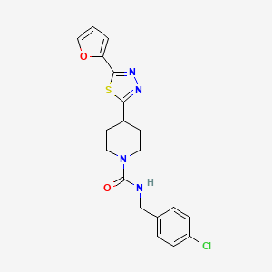 molecular formula C19H19ClN4O2S B6575634 N-[(4-chlorophenyl)methyl]-4-[5-(furan-2-yl)-1,3,4-thiadiazol-2-yl]piperidine-1-carboxamide CAS No. 1105210-87-4