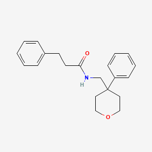 3-phenyl-N-[(4-phenyloxan-4-yl)methyl]propanamide