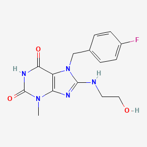 molecular formula C15H16FN5O3 B6576078 7-[(4-fluorophenyl)methyl]-8-[(2-hydroxyethyl)amino]-3-methyl-2,3,6,7-tetrahydro-1H-purine-2,6-dione CAS No. 505080-62-6
