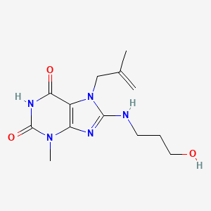molecular formula C13H19N5O3 B6576134 8-((3-hydroxypropyl)amino)-3-methyl-7-(2-methylallyl)-1H-purine-2,6(3H,7H)-dione CAS No. 625822-52-8