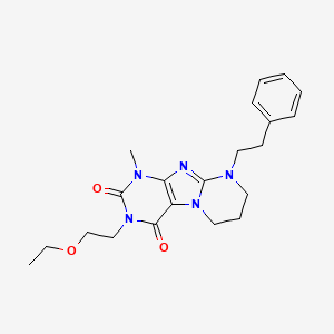 molecular formula C21H27N5O3 B6576196 3-(2-ethoxyethyl)-1-methyl-9-phenethyl-6,7,8,9-tetrahydropyrimido[2,1-f]purine-2,4(1H,3H)-dione CAS No. 876151-16-5