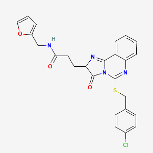 molecular formula C25H21ClN4O3S B6576258 Imidazo[1,2-c]quinazoline-2-propanamide, 5-[[(4-chlorophenyl)methyl]thio]-N-(2-furanylmethyl)-2,3-dihydro-3-oxo- CAS No. 1028018-38-3