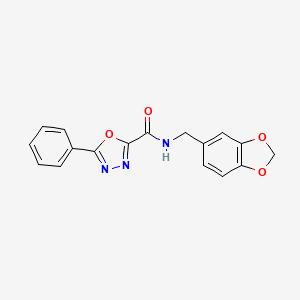 molecular formula C17H13N3O4 B6576435 N-(1,3-benzodioxol-5-ylmethyl)-5-phenyl-1,3,4-oxadiazole-2-carboxamide CAS No. 705925-46-8