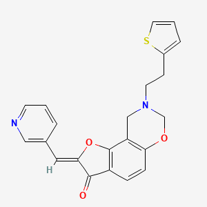 B6576704 (4Z)-4-[(pyridin-3-yl)methylidene]-12-[2-(thiophen-2-yl)ethyl]-3,10-dioxa-12-azatricyclo[7.4.0.0^{2,6}]trideca-1,6,8-trien-5-one CAS No. 929493-89-0