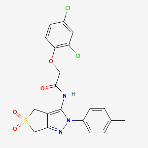 molecular formula C20H17Cl2N3O4S B6576756 Acetamide, 2-(2,4-dichlorophenoxy)-N-[2,6-dihydro-2-(4-methylphenyl)-5,5-dioxido-4H-thieno[3,4-c]pyrazol-3-yl]- CAS No. 449788-26-5