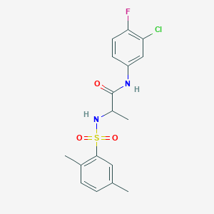molecular formula C17H18ClFN2O3S B6576782 N-(3-chloro-4-fluorophenyl)-2-(2,5-dimethylphenylsulfonamido)propanamide CAS No. 1008063-81-7