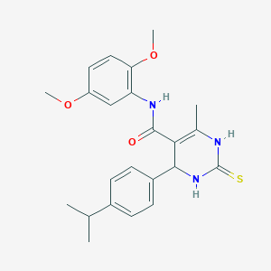 B6576888 N-(2,5-dimethoxyphenyl)-6-methyl-4-[4-(propan-2-yl)phenyl]-2-sulfanylidene-1,2,3,4-tetrahydropyrimidine-5-carboxamide CAS No. 440091-39-4